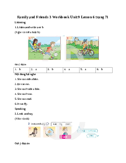 Family and Friends 3 Workbook Unit 9 He can run Lesson 6 trang 71