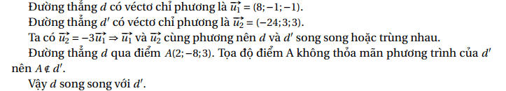 Trong không gian Oxyz, cho hai đường thẳng d: và d′:​ (ảnh 1)