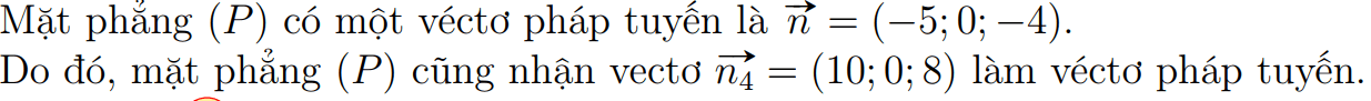 Trong không gian Oxyz, cho mặt phẳng (P) có phương trình (ảnh 1)
