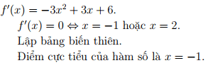 Cho hàm số, tìm điểm cực tiểu (ảnh 1)