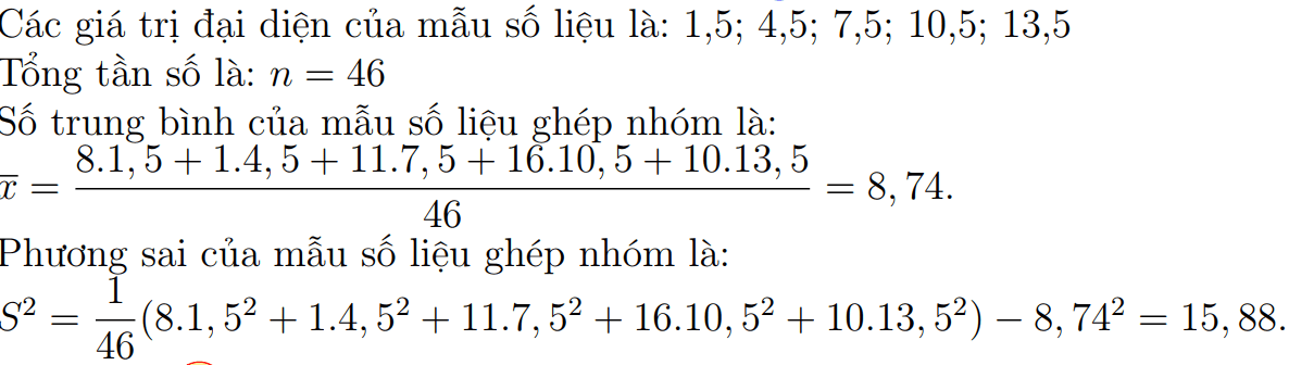 Cho mẫu số liệu ghép nhóm về điểm thi có số người dự thi như sau: (ảnh 2)